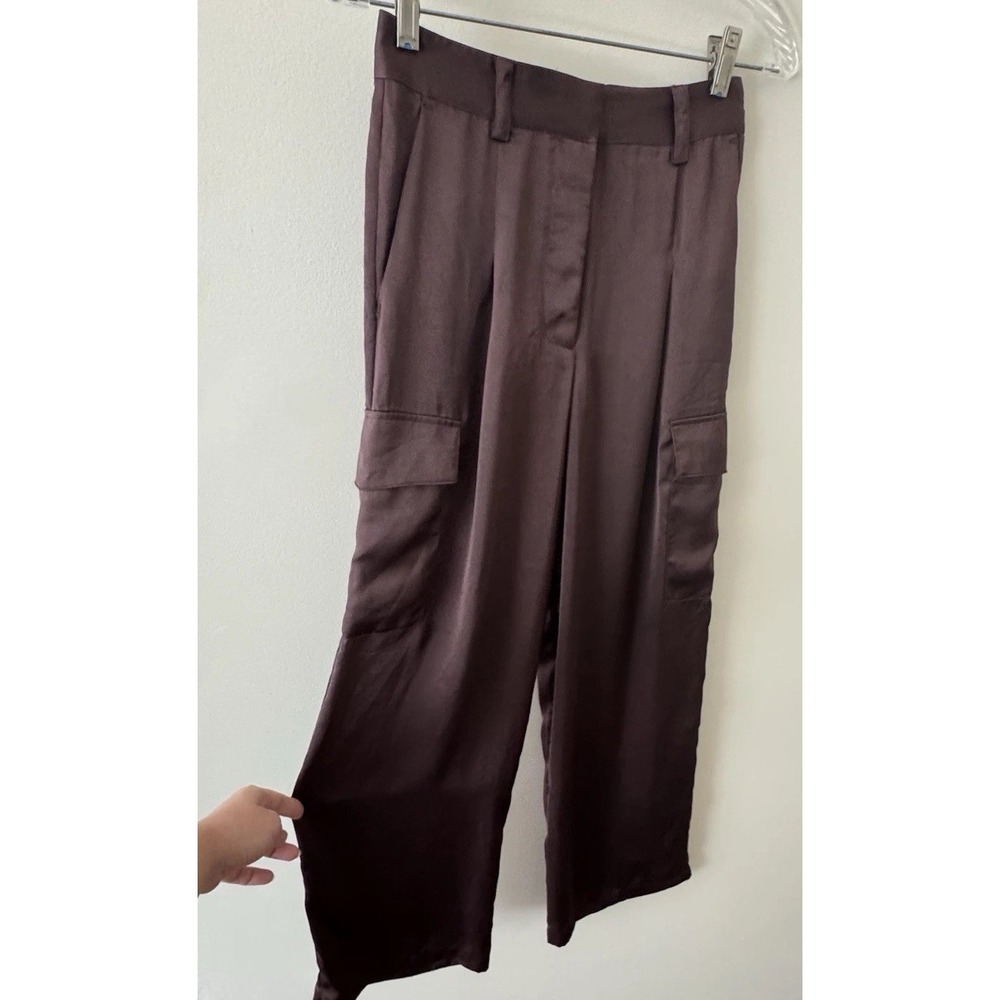 ba&sh Cary Satin Cargo Pant Women's Size 2 Marron Brown
